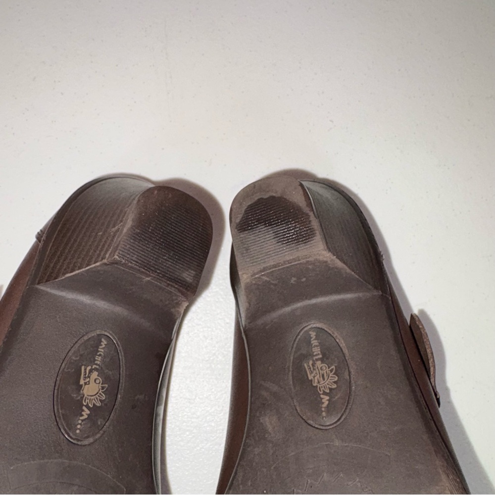 Michel M Women's Size 9 Brown Block
Heel Mules - Buckle Detail preowned - Picture 4 of 9